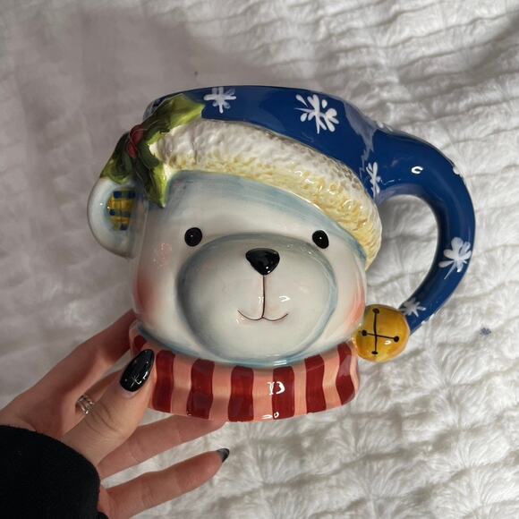 CERTIFIED INTERNATIONAL Susan Winget Polar Bear Shaped Christmas Holiday Mug - Picture 1 of 3